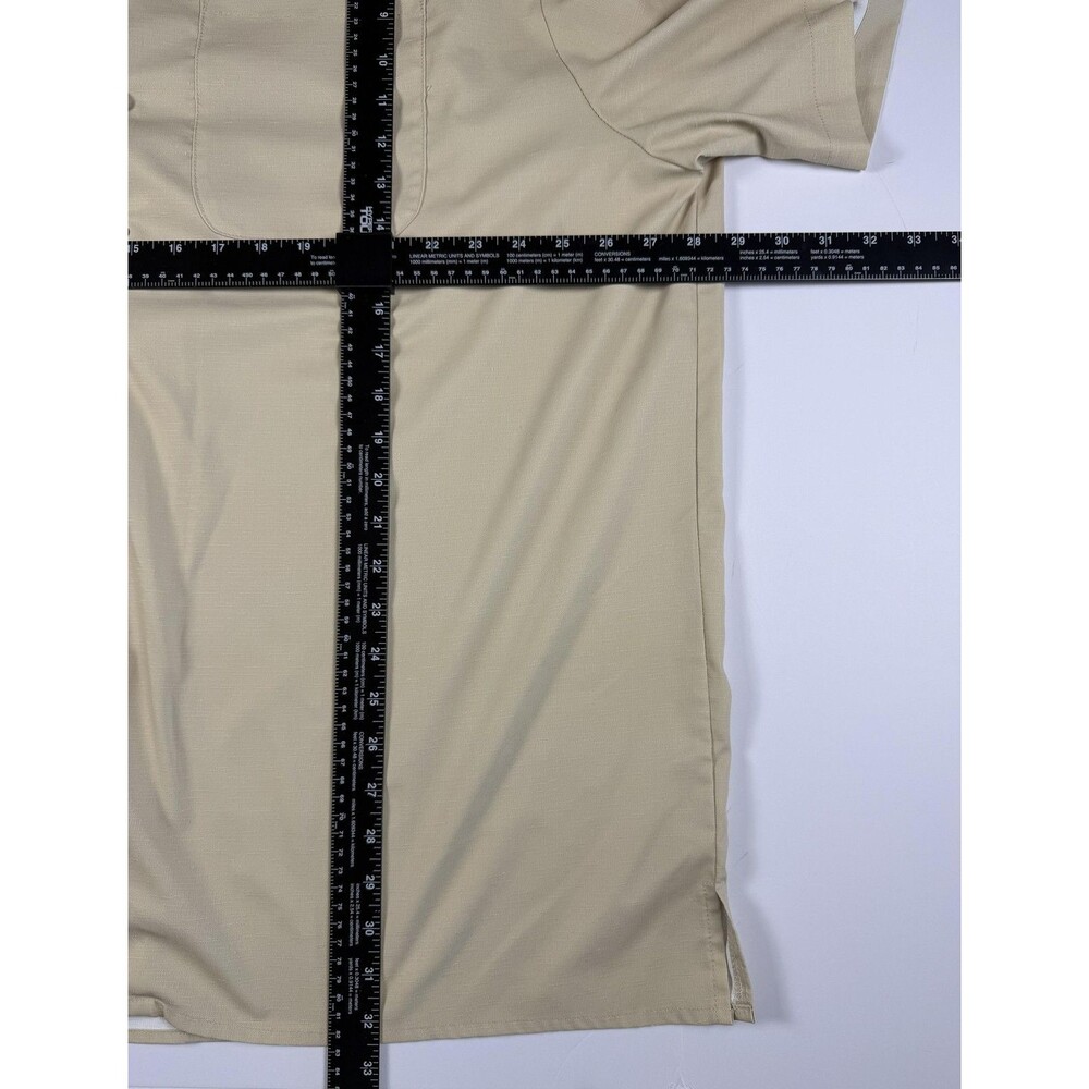 Royaura Shirt Mens 3XL Beige Solid Short Sleeve Hawaiian Button Up Resort Casual - Picture 3 of 7